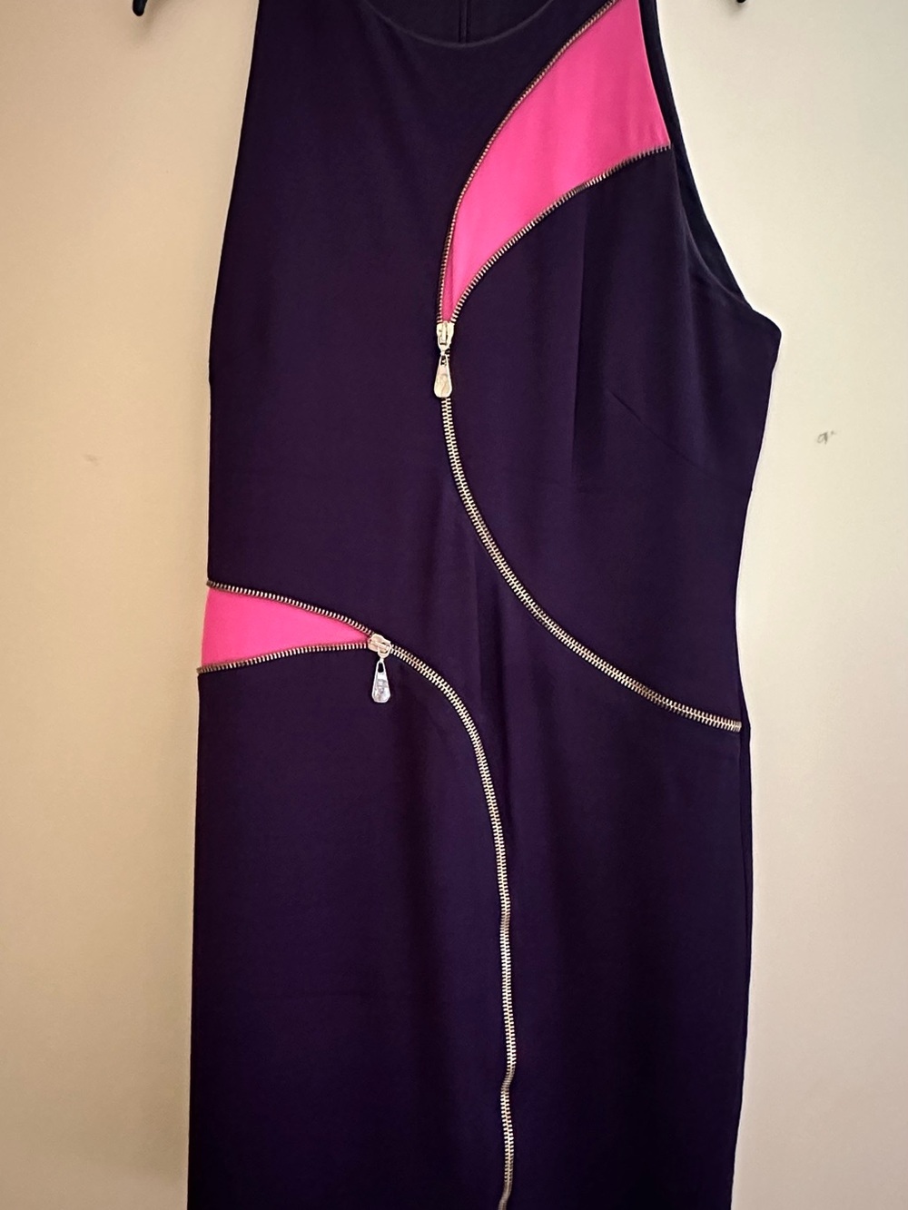 Versace Purple and Hot Pink Zip-Accent Sleeveless Jumpsuit